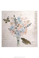 Gilded Fleurs Pastel I - Metallic Foil Fine Art Print