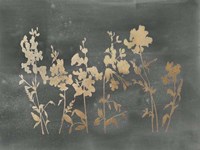 Gold Foil Flower Field on Black - Metallic Foil Fine Art Print