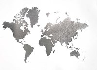 Silver Foil World Map - Metallic Foil Fine Art Print