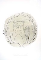 Golden Woodland Vignette III - Metallic Foil Framed Print