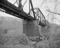 GENERAL VIEW NORTH, SOUTHEAST SIDE FROM SOUTHEAST BANK. - Joshua Falls Bridge, Spanning James River at CSX Railroad, Lynchburg Fine Art Print