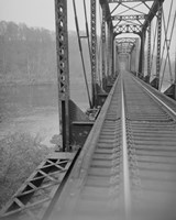 VIEW NORTHEAST SHOWING CONNECTION OF VERTICALS AND BOTTOM CHORD, WEST SPAN. - Joshua Falls Bridge, Spanning James River at CSX R Fine Art Print