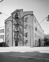 GENERAL VIEW, MAIN ST. FACADE AT LEFT, THIRTEENTH ST. SIDE AT RIGHT - Bowman and Moore Leaf Tobacco Factory, Main and Thirteenth Fine Art Print