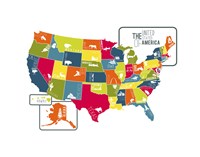 USA Map (bright) Fine Art Print