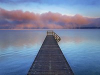 Boat Ramp and Fog Bench, Bavaria, Germany Fine Art Print