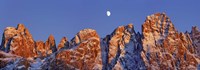 Pale Di San Martino And Moon, Italy Fine Art Print