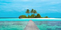 Jetty and Maldivian island Fine Art Print