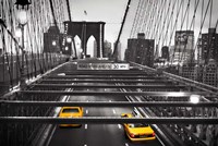 Taxi on Brooklyn Bridge, NYC Fine Art Print