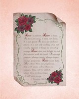 Corinthians 13:4-8 Love is Patient - Rose Border Pink Fine Art Print