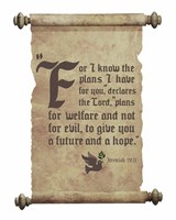 Jeremiah 29:11 For I know the Plans I have for You (Dove on Scroll) Fine Art Print