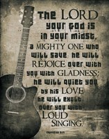 Zephaniah 3:17 The Lord Your God (Guitar Sepia) Fine Art Print