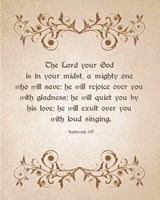 Zephaniah 3:17 The Lord Your God (Brown) Fine Art Print