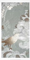 Gilded Damask Songbird I - Metallic Foil Framed Print