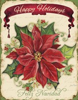 Happy Holidays - Pointsettia Fine Art Print