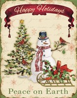 Happy Holidays - Snowman Fine Art Print