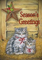Cats in Barn - Seasons Greetings Fine Art Print