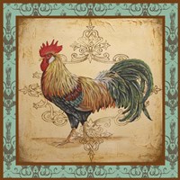 Cockadoodledoo - Aqua Border Fine Art Print