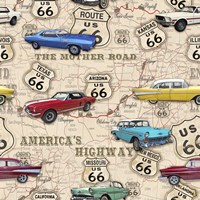 Route 66 Muscle Car Map Fine Art Print
