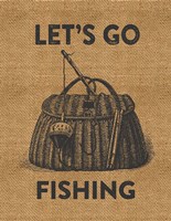 Go Fishing Burlap Fine Art Print