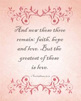 1 Corinthians 13:13 Faith, Hope and Love (Pink) Fine Art Print