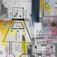Mum And Son Robots Fine Art Print