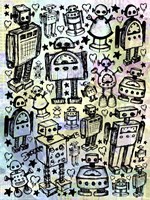 Robot Crowd Color Fine Art Print