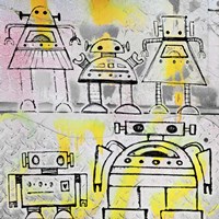 Robot Family Fine Art Print