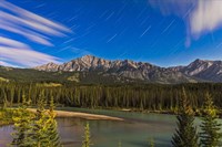 Star trails above the Front Ranges in Banff National Park, Alberta, Canada Fine Art Print