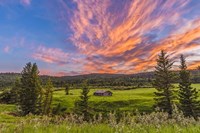 Sunset over a Log Cabin Fine Art Print