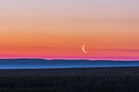 Moon and Venus rising over the flat prairie horizon of Alberta, Canada Fine Art Print