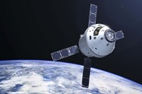 Orion Module in orbit above Earth Fine Art Print