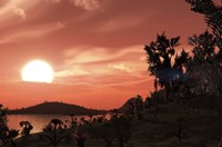 View from the surface of Earth-like exoplanet Gliese 581c Fine Art Print