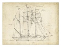 Sailboat Blueprint I Fine Art Print