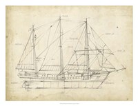 Sailboat Blueprint II Fine Art Print