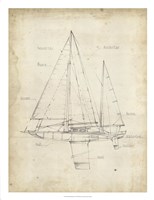 Sailboat Blueprint IV Fine Art Print