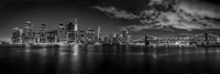 Illuminated skylines at the waterfront, Manhattan Fine Art Print