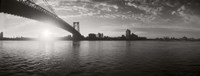Suspension Bridge at sunrise, Williamsburg Bridge, East River, Manhattan, NY Fine Art Print