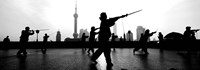 Group of people practicing Tai Chi, The Bund, Shanghai, China Fine Art Print