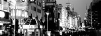Signboards in a street lit up at dusk, Nanjing Road, Shanghai, China Fine Art Print