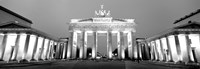Low angle view of a gate lit up at dusk, Brandenburg Gate, Berlin, Germany BW Fine Art Print