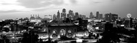 Union Station at sunset with city skyline in background, Kansas City, Missouri BW Fine Art Print