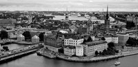 High angle view of a city, Stockholm, Sweden BW Fine Art Print