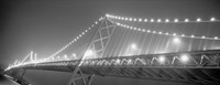 Suspension bridge lit up at night, Bay Bridge, San Francisco, California Fine Art Print