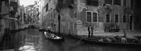 Tourists in a Gondola, Venice, Italy (black & white) Fine Art Print