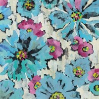 Graphic Pink and Blue Floral I Fine Art Print