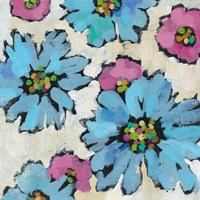 Graphic Pink and Blue Floral II Fine Art Print