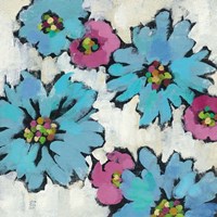 Graphic Pink and Blue Floral III Fine Art Print
