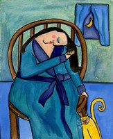 Big Diva Combing Her Hair At Midnight Fine Art Print