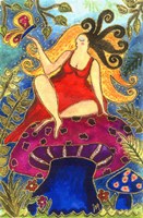 Big Diva Fairy On Mushroom Fine Art Print