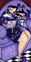 Big Diva In Kimono With Kitty Fine Art Print